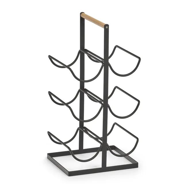 zeller-present-home-living-weinregal-6-flaschen-metall-holz-schwarz image 1