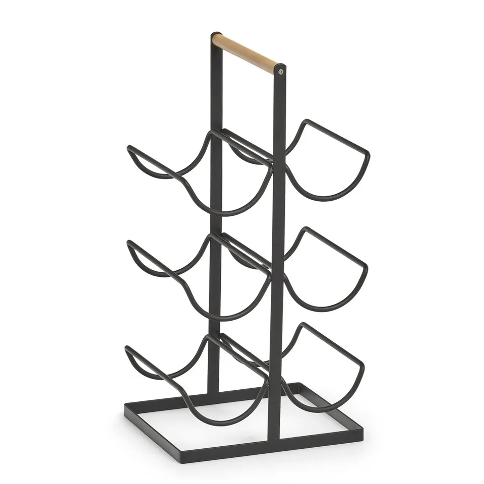 zeller-present-home-living-weinregal-6-flaschen-metall-holz-schwarz image 1