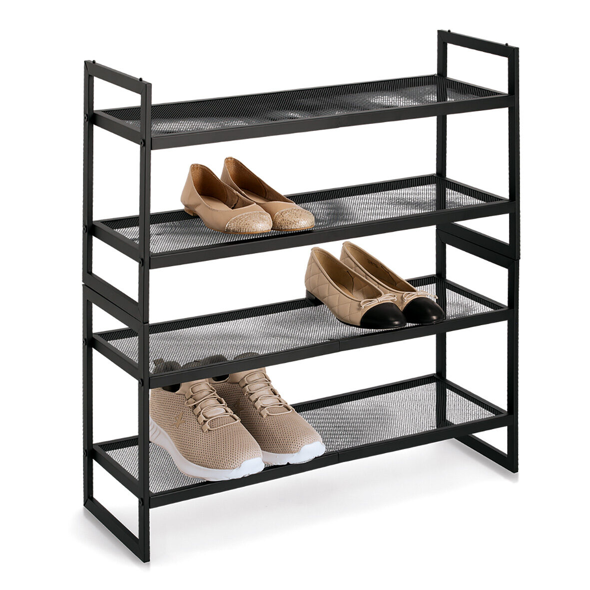 zeller-present-k-che-schuhregal-2-ablagen-metall-schwarz-stapelbar image 4