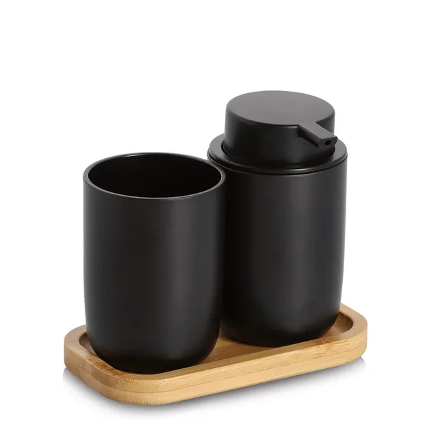 zeller-present-home-living-bad-accessoires-set-3-tlg-mattschwarz-bambus image 1