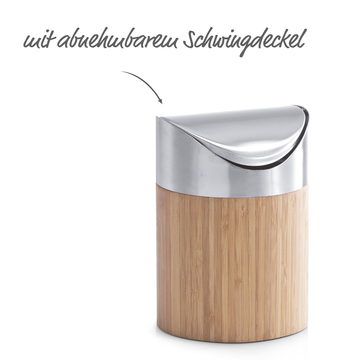 zeller-present-office-tischabfalleimer-bambus-edelstahl image 2