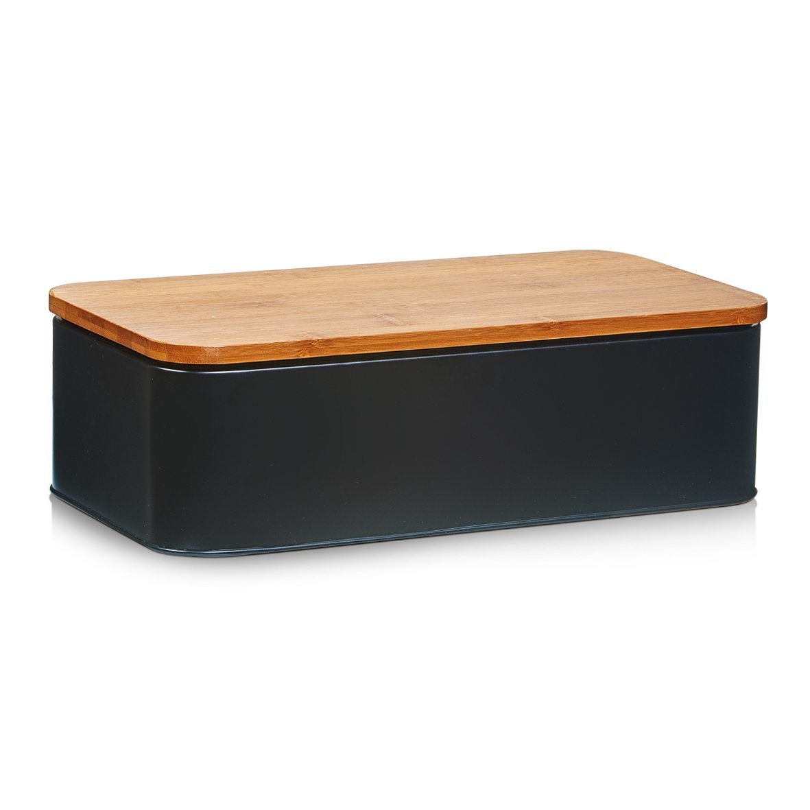 zeller-present-brotkasten-bambusdeckel-metall-schwarz-matt image 1
