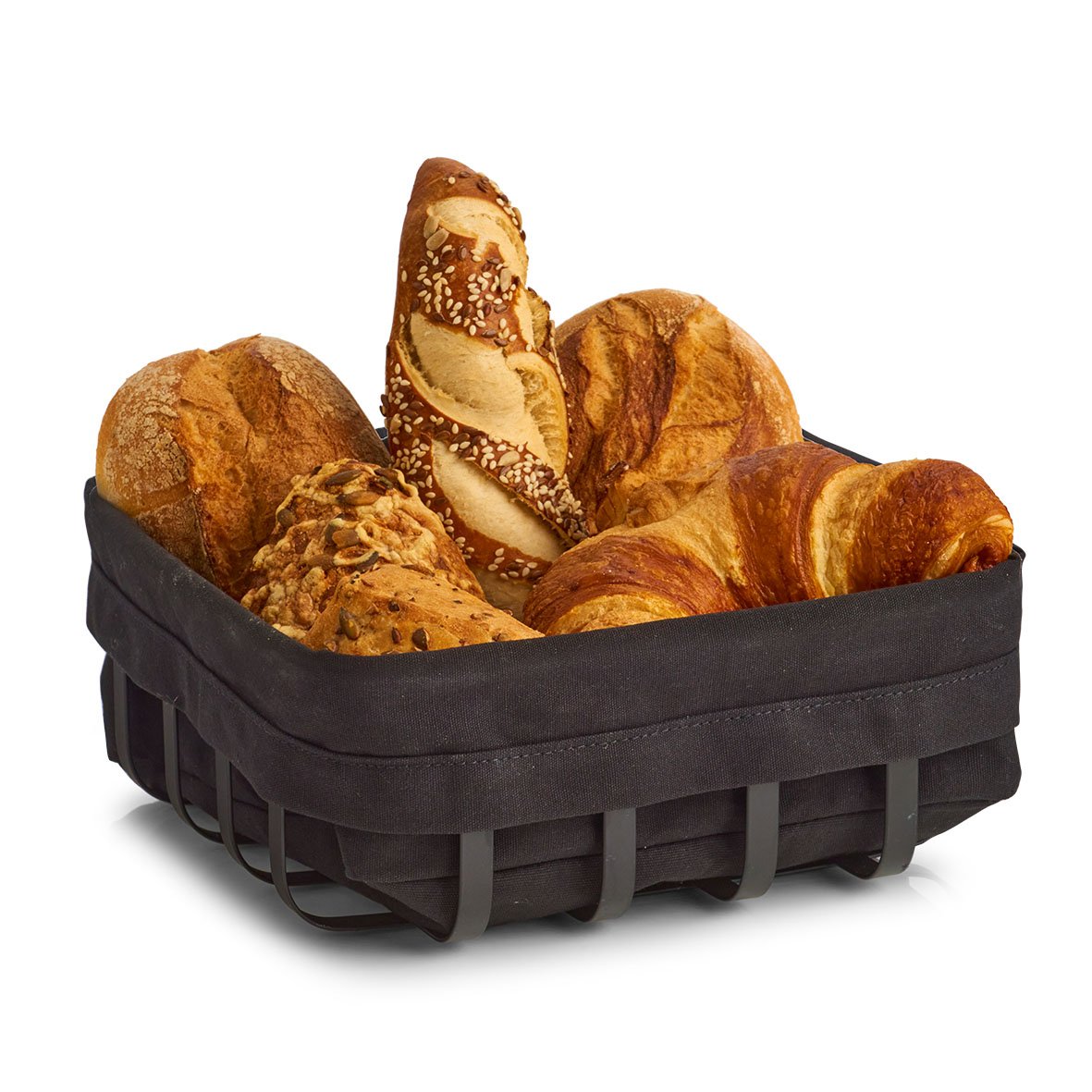 zeller-k-che-brotkorb-mit-beutel-metall-baumwolle-schwarz image 3