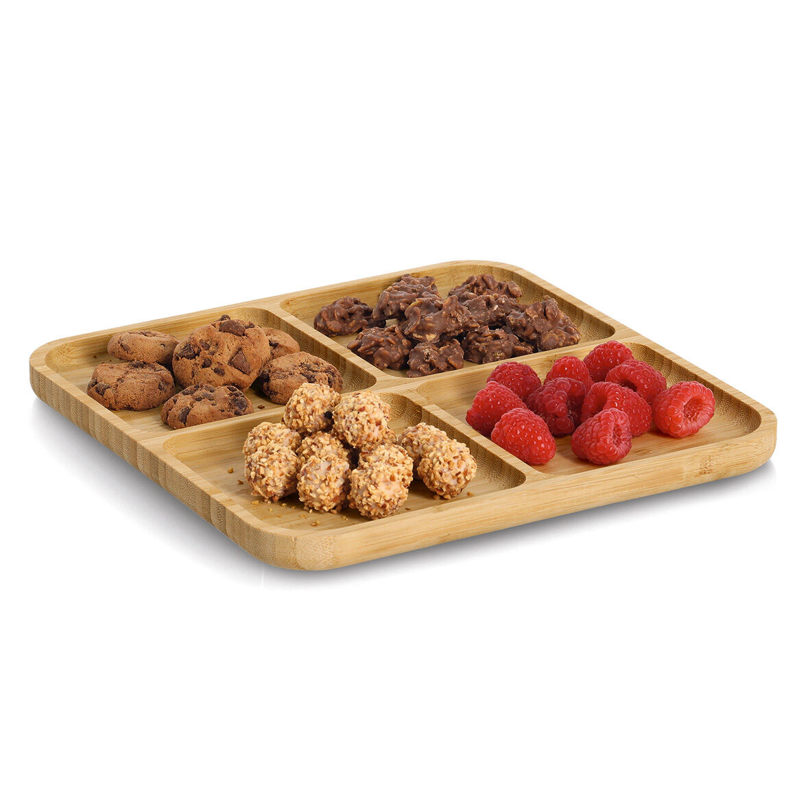 zeller-k-che-snackteller-bambus-eckig-4-f-cher image 2
